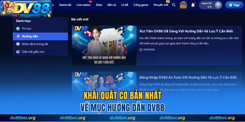 Khái quát cơ bản nhất về mục hướng dẫn DV88